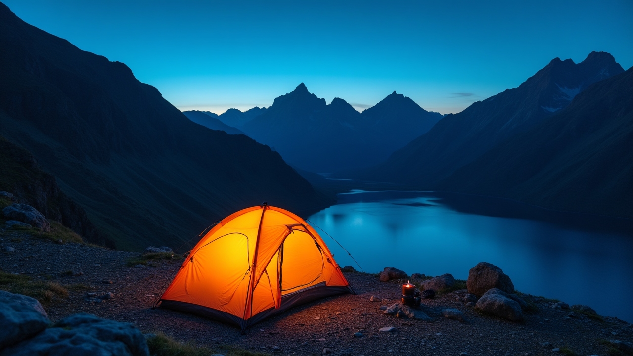 Backcountry campsite with tent properly set up away from hazards