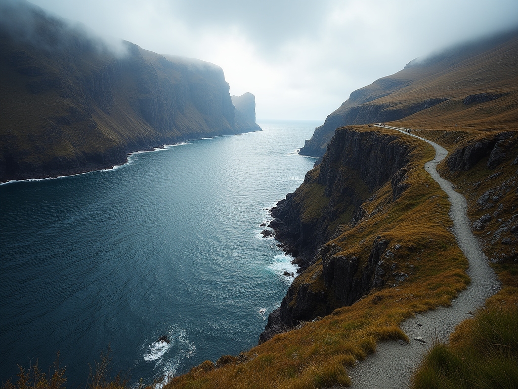 Coastal trail in Gros Morne National Park with fjord views